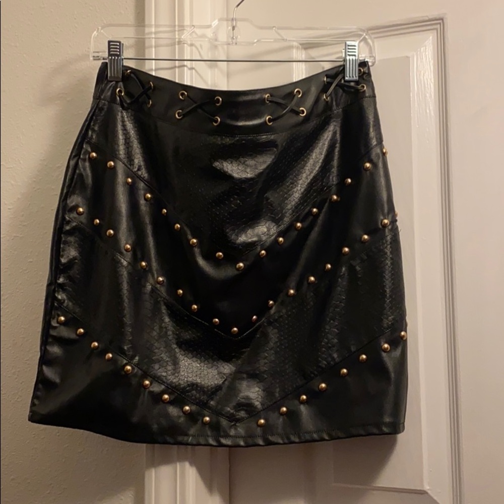 Black leather skirt